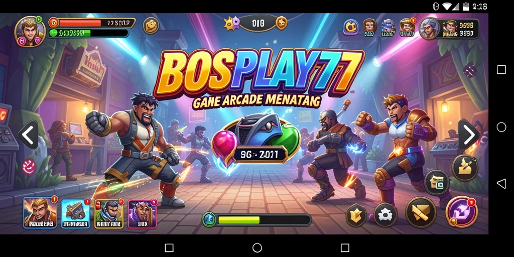 Tampilan gameplay seru di BOSPLAY77 yang penuh warna.