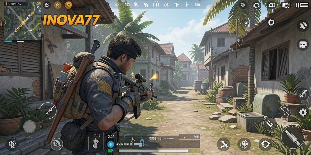 Menampilkan pertarungan epik dalam gameplay FPS yang mendebarkan.