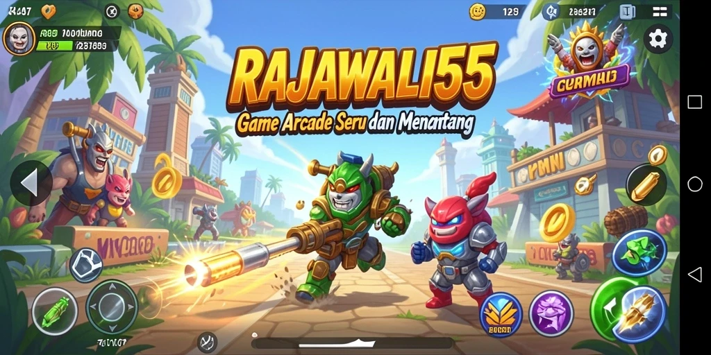 Screenshot menampilkan aksi seru dalam permainan Arcade RAJAWALI55.