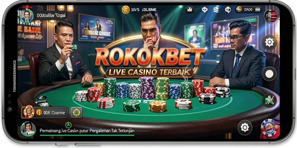 Tampilan gameplay Live Casino yang menarik dan interaktif di ROKOKBET.