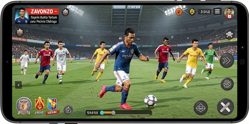 Tangkapan layar ZAVONZO menunjukkan aksi seru dalam permainan sepak bola.